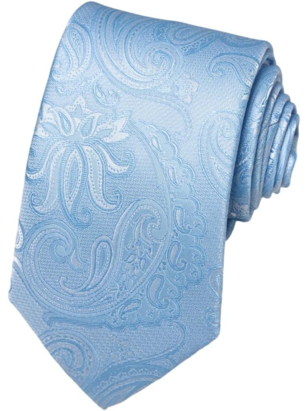🆕Men's Baby Blue 100% Microfiber Paisley Slim Formal Necktie For Wedding Dress